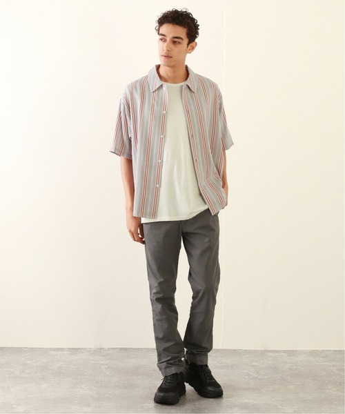 JOURNAL STANDARD relume（ジャーナルスタンダード　レリューム）の「楊柳 ビッグシルエット ストライプシャツ（シャツ/ブラウス・メンズ・グレー/サックスブルー/ベージュ系その他・LARGE/MEDIUM）」の6枚目の写真