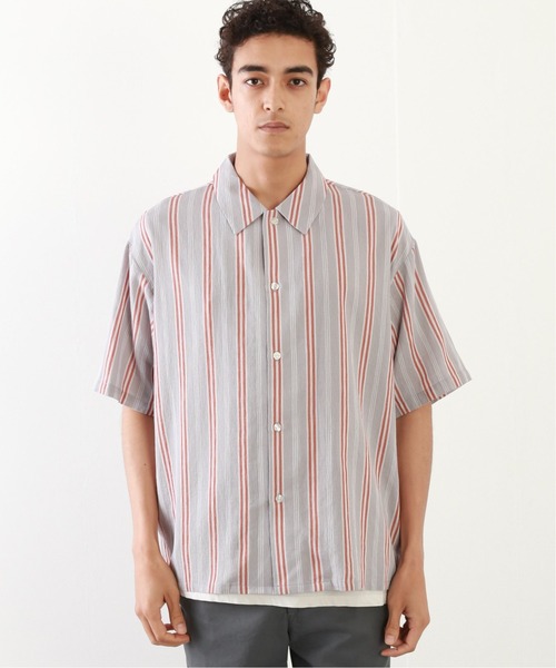 JOURNAL STANDARD relume（ジャーナルスタンダード　レリューム）の「楊柳 ビッグシルエット ストライプシャツ（シャツ/ブラウス・メンズ・グレー/サックスブルー/ベージュ系その他・LARGE/MEDIUM）」の8枚目の写真