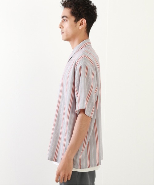 JOURNAL STANDARD relume（ジャーナルスタンダード　レリューム）の「楊柳 ビッグシルエット ストライプシャツ（シャツ/ブラウス・メンズ・グレー/サックスブルー/ベージュ系その他・LARGE/MEDIUM）」の4枚目の写真