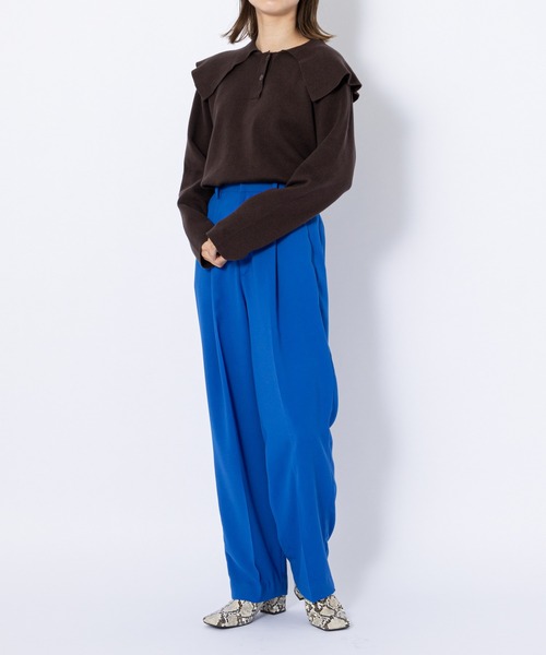 CIAOPANIC（チャオパニック）の「ハイウエストセンタープレスカラーパンツ（スラックス・レディース・オレンジ/ブルー/グリーン/ブラック・SMALL/MEDIUM）」の17枚目の写真