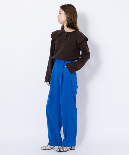 CIAOPANIC（チャオパニック）の「ハイウエストセンタープレスカラーパンツ（スラックス・レディース・オレンジ/ブルー/グリーン/ブラック・SMALL/MEDIUM）」の14枚目の写真