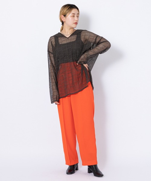 CIAOPANIC（チャオパニック）の「ハイウエストセンタープレスカラーパンツ（スラックス・レディース・オレンジ/ブルー/グリーン/ブラック・SMALL/MEDIUM）」の16枚目の写真