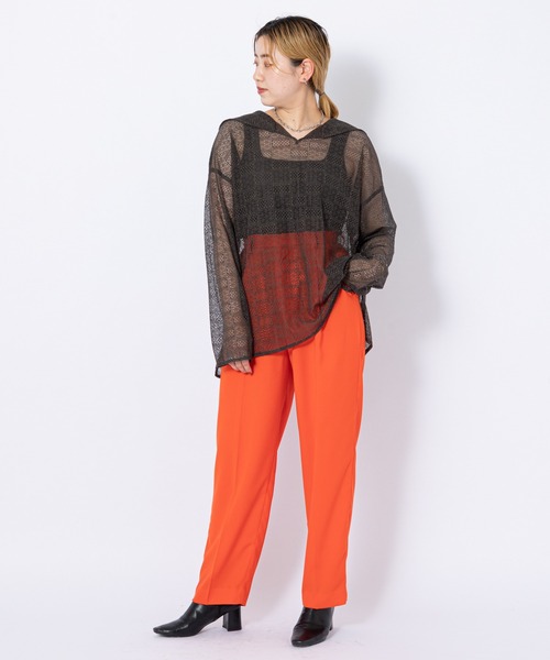 CIAOPANIC（チャオパニック）の「ハイウエストセンタープレスカラーパンツ（スラックス・レディース・オレンジ/ブルー/グリーン/ブラック・SMALL/MEDIUM）」の20枚目の写真