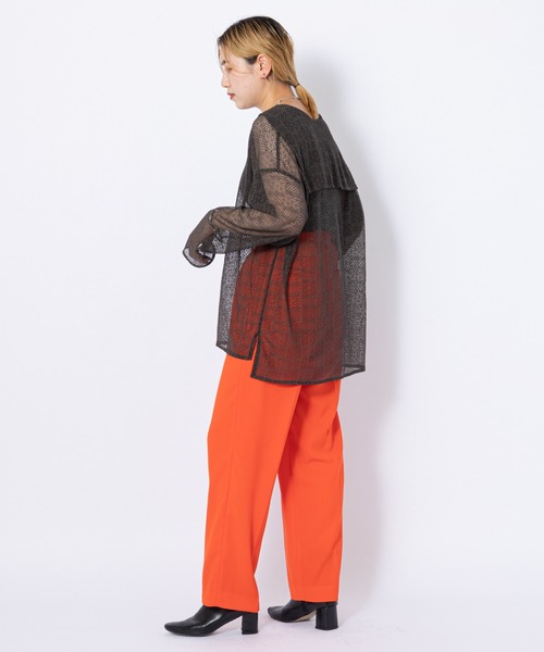 CIAOPANIC（チャオパニック）の「ハイウエストセンタープレスカラーパンツ（スラックス・レディース・オレンジ/ブルー/グリーン/ブラック・SMALL/MEDIUM）」の8枚目の写真