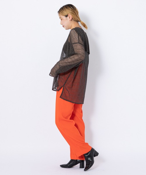 CIAOPANIC（チャオパニック）の「ハイウエストセンタープレスカラーパンツ（スラックス・レディース・オレンジ/ブルー/グリーン/ブラック・SMALL/MEDIUM）」の12枚目の写真