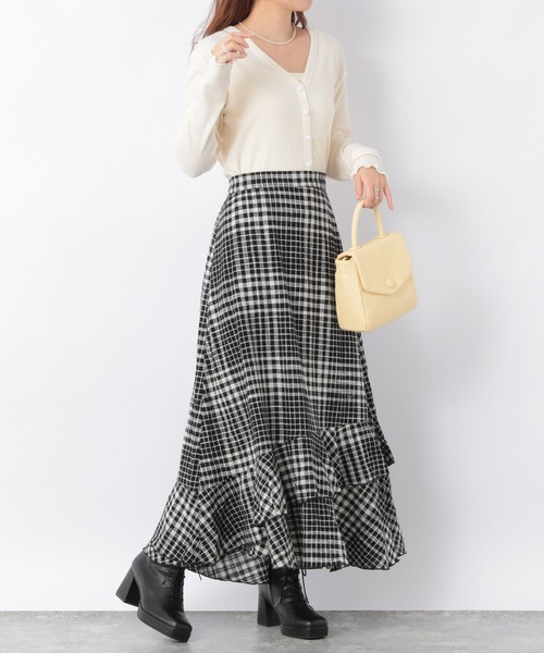 Heather（ヘザー）の「チェックコットンスソティアードスカート【SETUP対応】　216930（スカート・レディース・ホワイト系その他/ブラック系その他・FREE）」の8枚目の写真