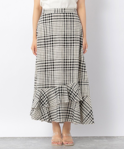 Heather（ヘザー）の「チェックコットンスソティアードスカート【SETUP対応】　216930（スカート・レディース・ホワイト系その他/ブラック系その他・FREE）」の10枚目の写真