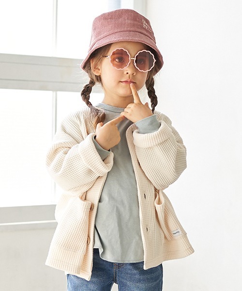 b・ROOM（ビールーム）の「ビッグシルエットワッフルカーディガン（カーディガン/ボレロ・キッズ・アイボリー/モカ/ネイビー・110cm/130cm/100cm/120cm/90cm）」の7枚目の写真