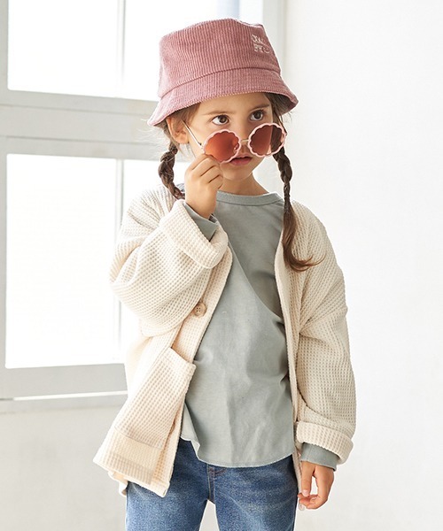 b・ROOM（ビールーム）の「ビッグシルエットワッフルカーディガン（カーディガン/ボレロ・キッズ・アイボリー/モカ/ネイビー・110cm/130cm/100cm/120cm/90cm）」の8枚目の写真