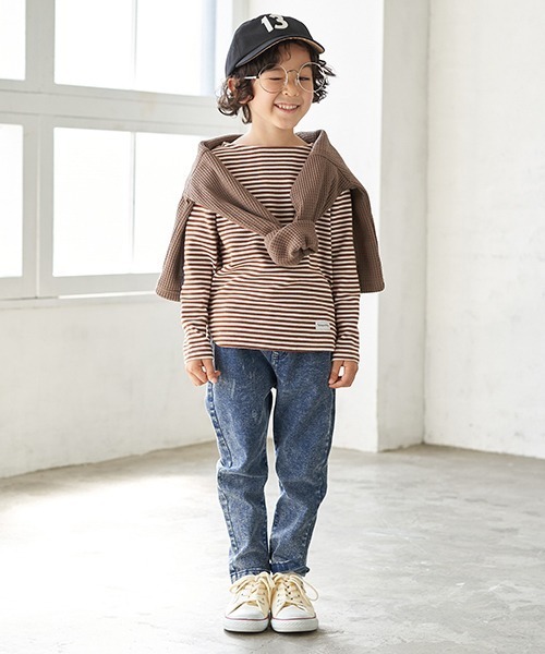 b・ROOM（ビールーム）の「ビッグシルエットワッフルカーディガン（カーディガン/ボレロ・キッズ・アイボリー/モカ/ネイビー・110cm/130cm/100cm/120cm/90cm）」の9枚目の写真