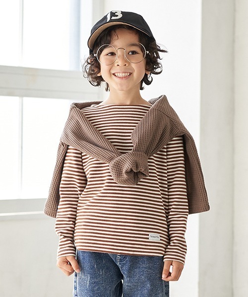 b・ROOM（ビールーム）の「ビッグシルエットワッフルカーディガン（カーディガン/ボレロ・キッズ・アイボリー/モカ/ネイビー・110cm/130cm/100cm/120cm/90cm）」の11枚目の写真