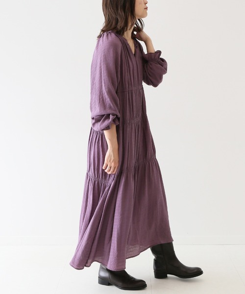 SLOBE IENA（スローブイエナ）の「ティアードワンピース【手洗い可能】◆（ワンピース・レディース・ブラック/ブラック系その他/パープル・FREE）」の20枚目の写真