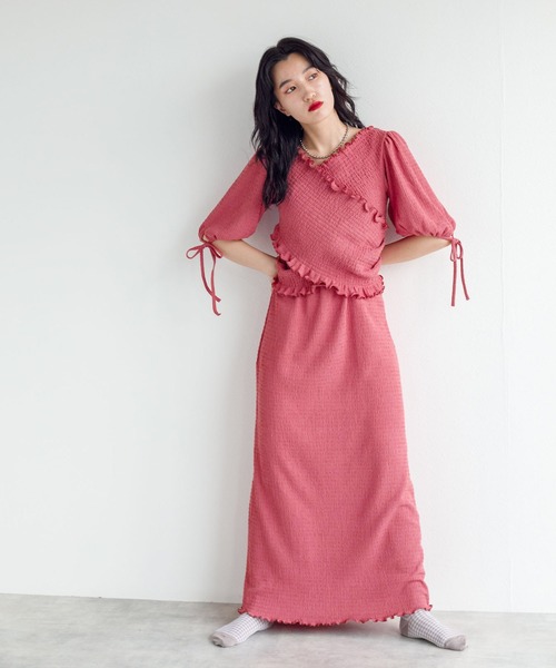 w closet（ダブルクローゼット）の「ポコポコカットソーカップ付きタンクワンピース（ワンピース・レディース・ブラック/パープル/ピンク・FREE）」の4枚目の写真