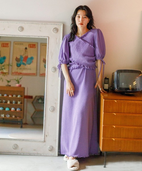 w closet（ダブルクローゼット）の「ポコポコカットソーカップ付きタンクワンピース（ワンピース・レディース・ブラック/パープル/ピンク・FREE）」の14枚目の写真