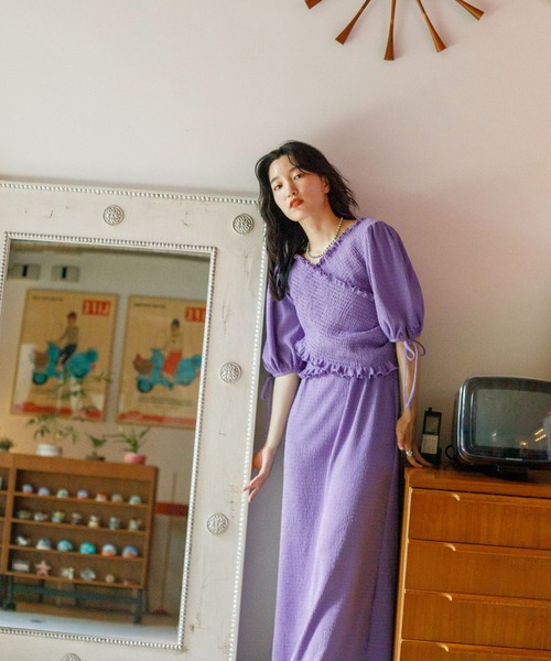 w closet（ダブルクローゼット）の「ポコポコカットソーカップ付きタンクワンピース（ワンピース・レディース・ブラック/パープル/ピンク・FREE）」の17枚目の写真