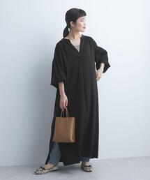 green label relaxing | ギャザー スリーブ スキッパー ワンピース(ワンピース)