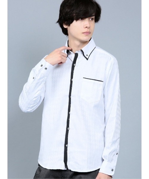 semantic design（セマンティックデザイン）の「セマンティックデザイン/semantic design アーガイルドビー 2枚衿ボタンダウン長袖シャツ（シャツ/ブラウス・メンズ・ホワイト/ワインレッド/ブラック・MEDIUM/LARGE/X-LARGE/S）」の2枚目の写真