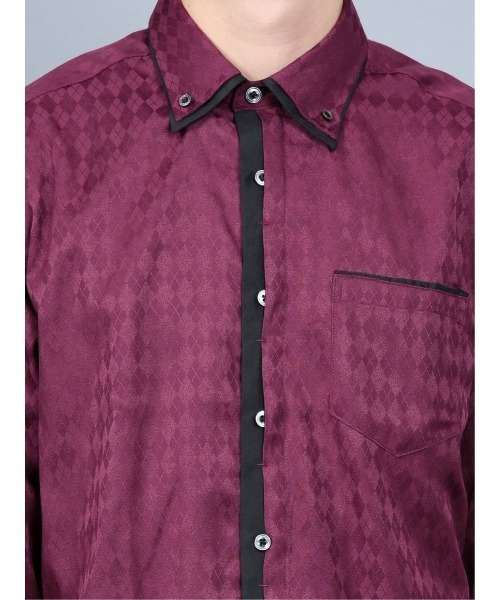 semantic design（セマンティックデザイン）の「セマンティックデザイン/semantic design アーガイルドビー 2枚衿ボタンダウン長袖シャツ（シャツ/ブラウス・メンズ・ホワイト/ワインレッド/ブラック・MEDIUM/LARGE/X-LARGE/S）」の14枚目の写真