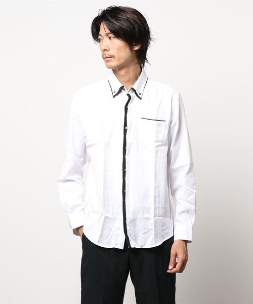 semantic design（セマンティックデザイン）の「セマンティックデザイン/semantic design アーガイルドビー 2枚衿ボタンダウン長袖シャツ（シャツ/ブラウス・メンズ・ホワイト/ワインレッド/ブラック・MEDIUM/LARGE/X-LARGE/S）」の8枚目の写真