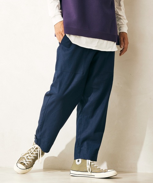 JOURNAL STANDARD relume(ジャーナルスタンダード レリューム)の「【HOUSE HOLD / ハウスホールド】FLANDERS LINEN ベイカーパンツ(その他パンツ・メンズ・ブラックミックス/オリーブ/ネイビー・2/3/4)」の3枚目の写真