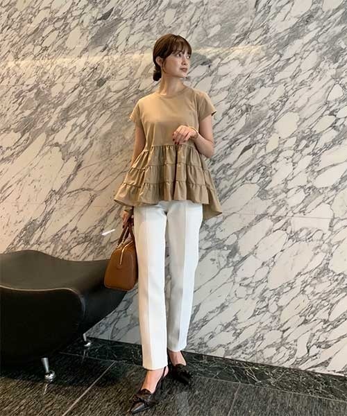新品未使用 anuans キュロット MEDIUM ベージュ レディース アニュアンス anuans アシメヘムフリンジスカート （PINK BEIGE