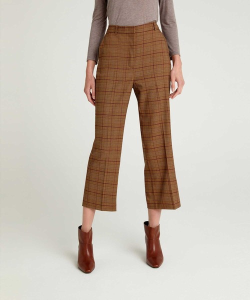 SISLEY(シスレー)の「ストレッチチェックシガレットパンツ(その他パンツ・レディース・ブラウン系その他・44/42/40/38)」の1枚目の写真
