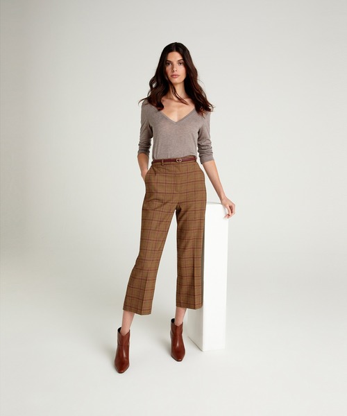 SISLEY(シスレー)の「ストレッチチェックシガレットパンツ(その他パンツ・レディース・ブラウン系その他・44/42/40/38)」の5枚目の写真