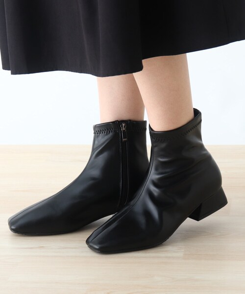 DRESKIP（ドレスキップ）の「◆フレアヒールストレッチブーツ（ブーツ・レディース・ブラック/アイボリー・45/25/35）」の4枚目の写真