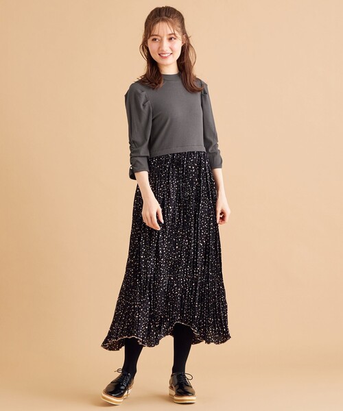 Feroux フェルゥ のワンピース ダルメシアンドットコンビワンピース Oppfia0451 をセール価格で購入できます Feroux ワンピース ドレス ワンピースダルメシアンドットコンビワンピース