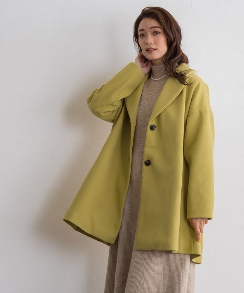 Pierrot(ピエロ)の「メルトンAラインコート(その他アウター・レディース・ネイビー/アイボリー/マスタード・M/L)」の7枚目の写真