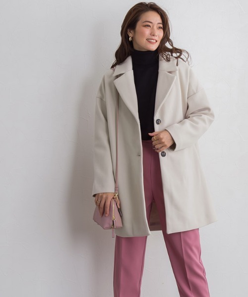 Pierrot(ピエロ)の「メルトンAラインコート(その他アウター・レディース・ネイビー/アイボリー/マスタード・M/L)」の11枚目の写真