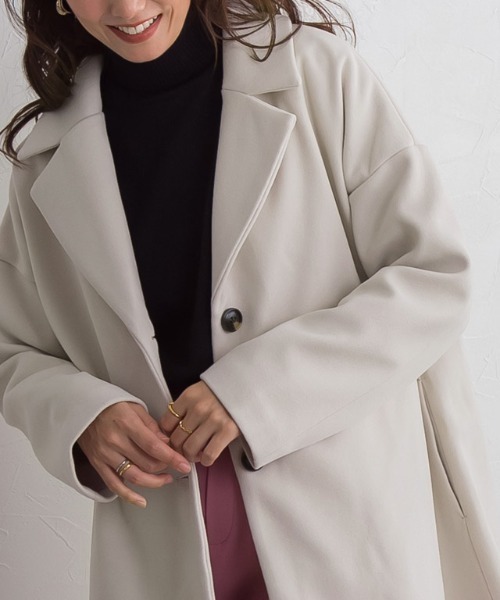 Pierrot(ピエロ)の「メルトンAラインコート(その他アウター・レディース・ネイビー/アイボリー/マスタード・M/L)」の18枚目の写真