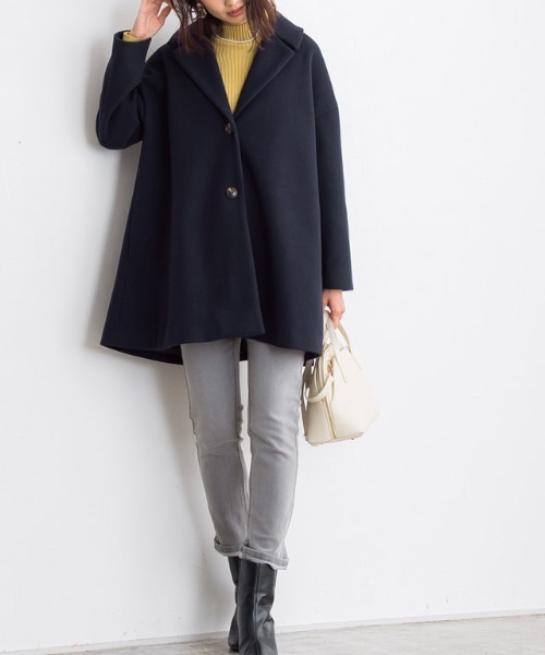 Pierrot(ピエロ)の「メルトンAラインコート(その他アウター・レディース・ネイビー/アイボリー/マスタード・M/L)」の21枚目の写真