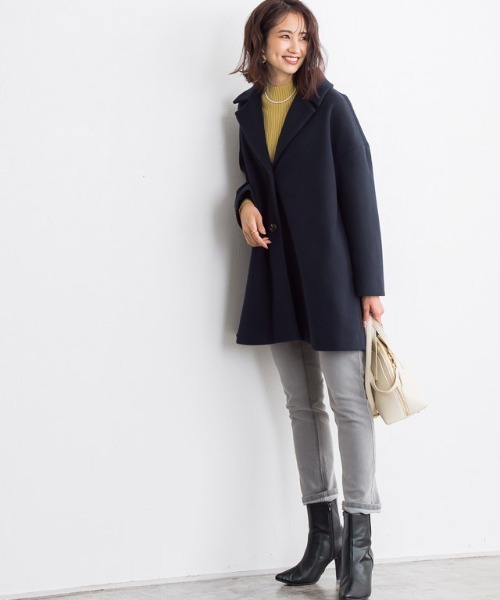 Pierrot(ピエロ)の「メルトンAラインコート(その他アウター・レディース・ネイビー/アイボリー/マスタード・M/L)」の14枚目の写真