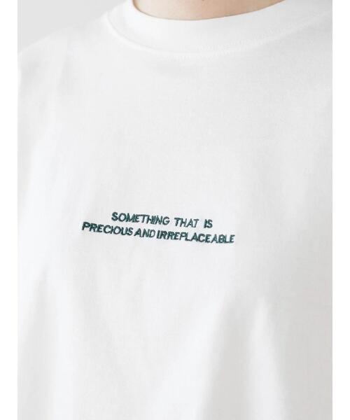 Green　Parks（グリーンパークス）の「ショート丈刺繍ロゴロンTEE＊（Tシャツ/カットソー・レディース・グレー/オフホワイト・FREE）」の5枚目の写真