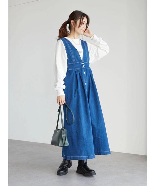 Green　Parks（グリーンパークス）の「ショート丈刺繍ロゴロンTEE＊（Tシャツ/カットソー・レディース・グレー/オフホワイト・FREE）」の9枚目の写真