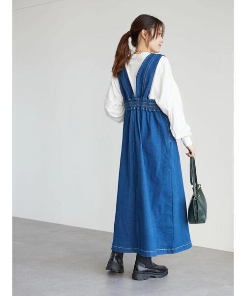 Green　Parks（グリーンパークス）の「ショート丈刺繍ロゴロンTEE＊（Tシャツ/カットソー・レディース・グレー/オフホワイト・FREE）」の14枚目の写真