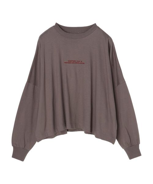 Green　Parks（グリーンパークス）の「ショート丈刺繍ロゴロンTEE＊（Tシャツ/カットソー・レディース・グレー/オフホワイト・FREE）」の15枚目の写真
