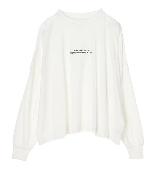 Green　Parks（グリーンパークス）の「ショート丈刺繍ロゴロンTEE＊（Tシャツ/カットソー・レディース・グレー/オフホワイト・FREE）」の10枚目の写真