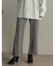 千鳥格子柄/ヘリンボーンカットジャガードストレートパンツ