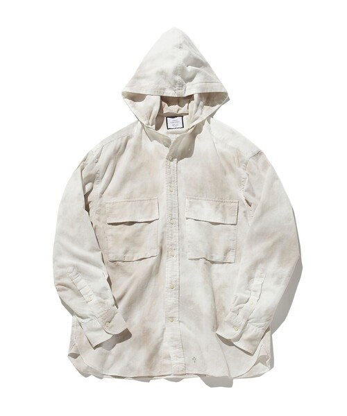 J.PRESS YORK STREET（ジェイプレスヨークストリート）の「【UNISEX】コーデュロイシャツ / デタッチャブルフード（シャツ/ブラウス・メンズ・グレー系/ベージュ系/オリーブ系/ライトグレー系7・SMALL/MEDIUM/LARGE）」の2枚目の写真