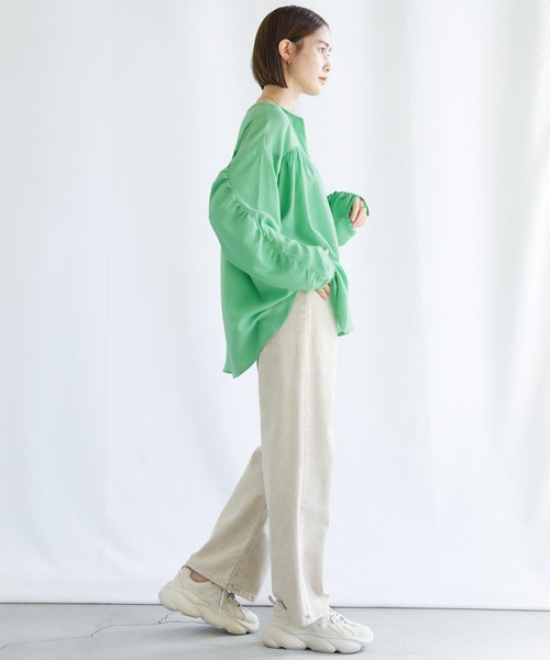 select MOCA(セレクトモカ)の「ギャザーデザインドルマンスリーブブラウス(シャツ/ブラウス・レディース・ブラック/オフホワイト/ライトグリーン/チェリーピンク・FREE)」の10枚目の写真