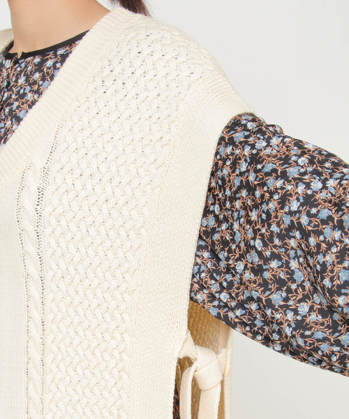 LBC(エルビーシー)の「ケーブルロングニットベスト(ニット/セーター・レディース・ホワイト/チャコールグレー・M)」の12枚目の写真