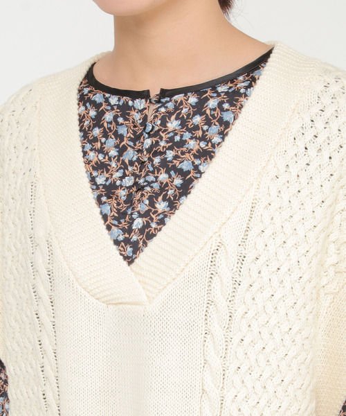 LBC(エルビーシー)の「ケーブルロングニットベスト(ニット/セーター・レディース・ホワイト/チャコールグレー・M)」の10枚目の写真