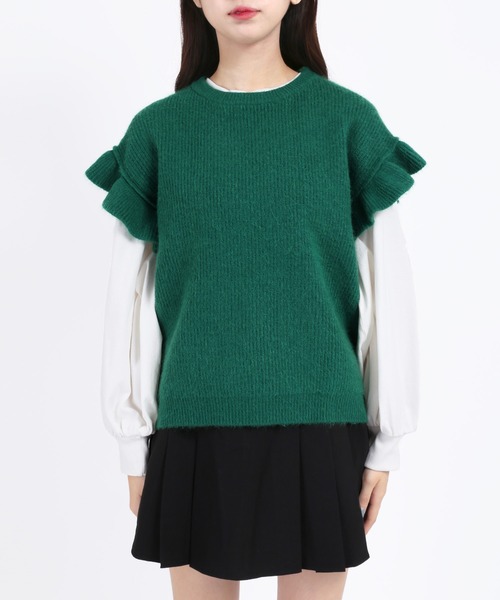 WC（ダブル シー）の「フリルニットベスト（ベスト・レディース・ブラック/グリーン/アイボリー・FREE）」の17枚目の写真