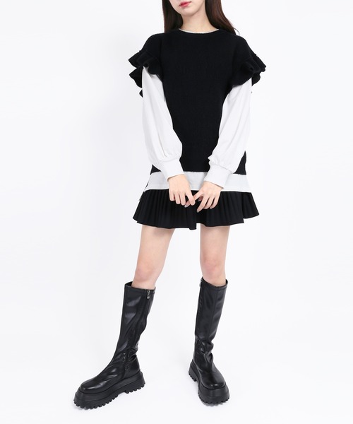 WC（ダブル シー）の「フリルニットベスト（ベスト・レディース・ブラック/グリーン/アイボリー・FREE）」の14枚目の写真