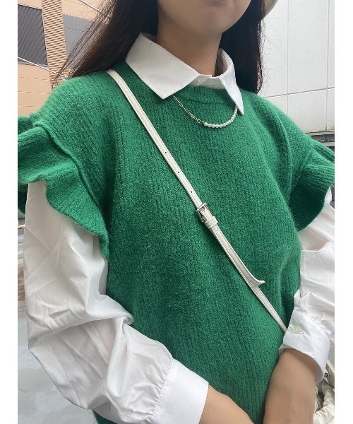 WC（ダブル シー）の「フリルニットベスト（ベスト・レディース・ブラック/グリーン/アイボリー・FREE）」の11枚目の写真