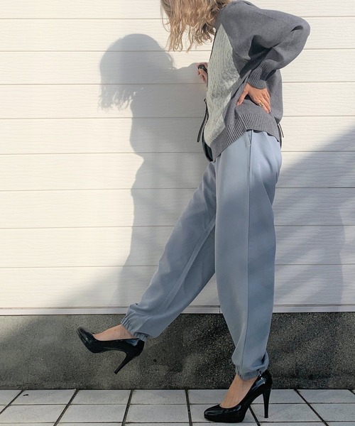 Q(キュー)の「ストレッチツイル ジョガーパンツ(その他パンツ・レディース・アクア/ブラック/ライトグレー・MEDIUM)」の11枚目の写真