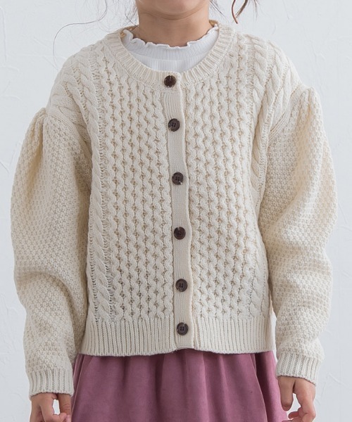 lulpini（ルルピー二）の「kids ケーブルニットカーディガン