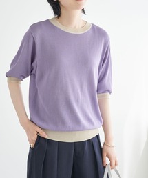 Chaco closet | 配色リンガー半袖ニットプルオーバー(ニット/セーター)